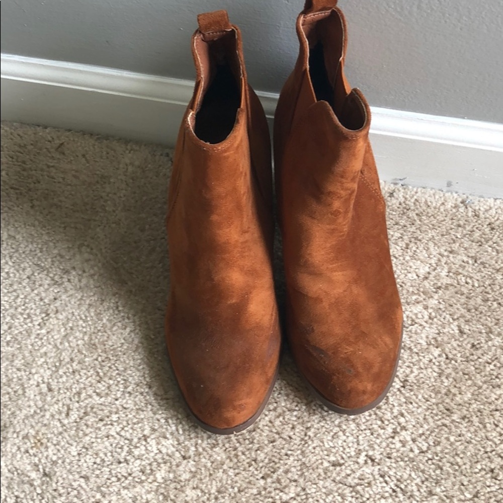 Brown suede booties
